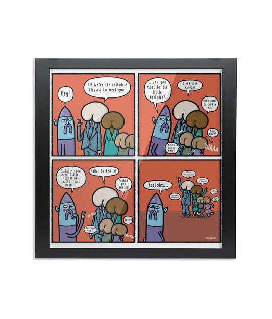At Home With The Assholes - Framed 12" x 12" Fine Art Print