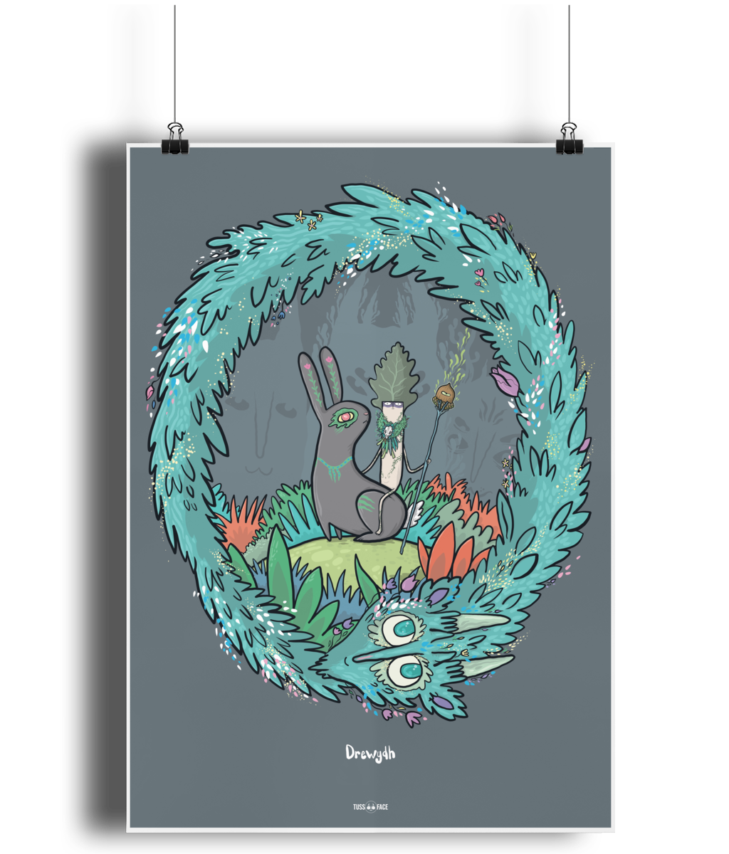 Drewydh (Druid) - TussFace Fine Art Print in A4, A3 and A2