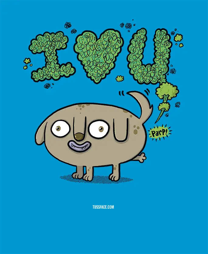 Farty Dog Says I Love You - Organic Cotton T-shirt