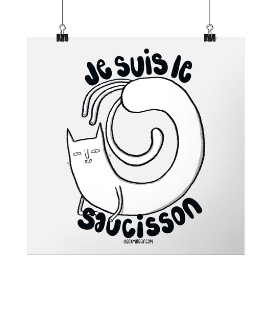 OggyMoggy 'Je Suis Le Saucisson' Square Lustre Fine Art Print