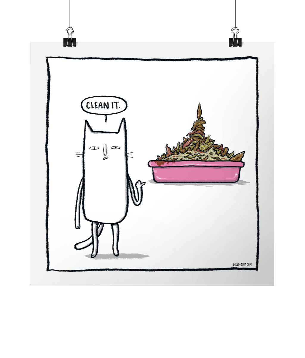 OggyMoggy 'Clean It' Square Lustre Fine Art Print