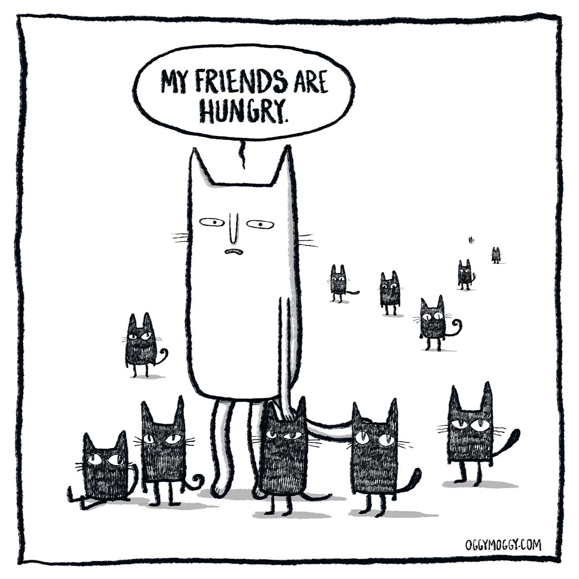 OggyMoggy 'My Friends Are Hungry' Square Lustre Fine Art Print