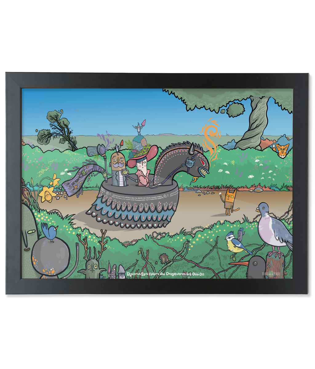 Dyworth Eglos Madern dhe Dregasworon dre Obbi Oss (From Madron to Tregajorran by Obby Oss ) - Framed A3 Fine Art Print