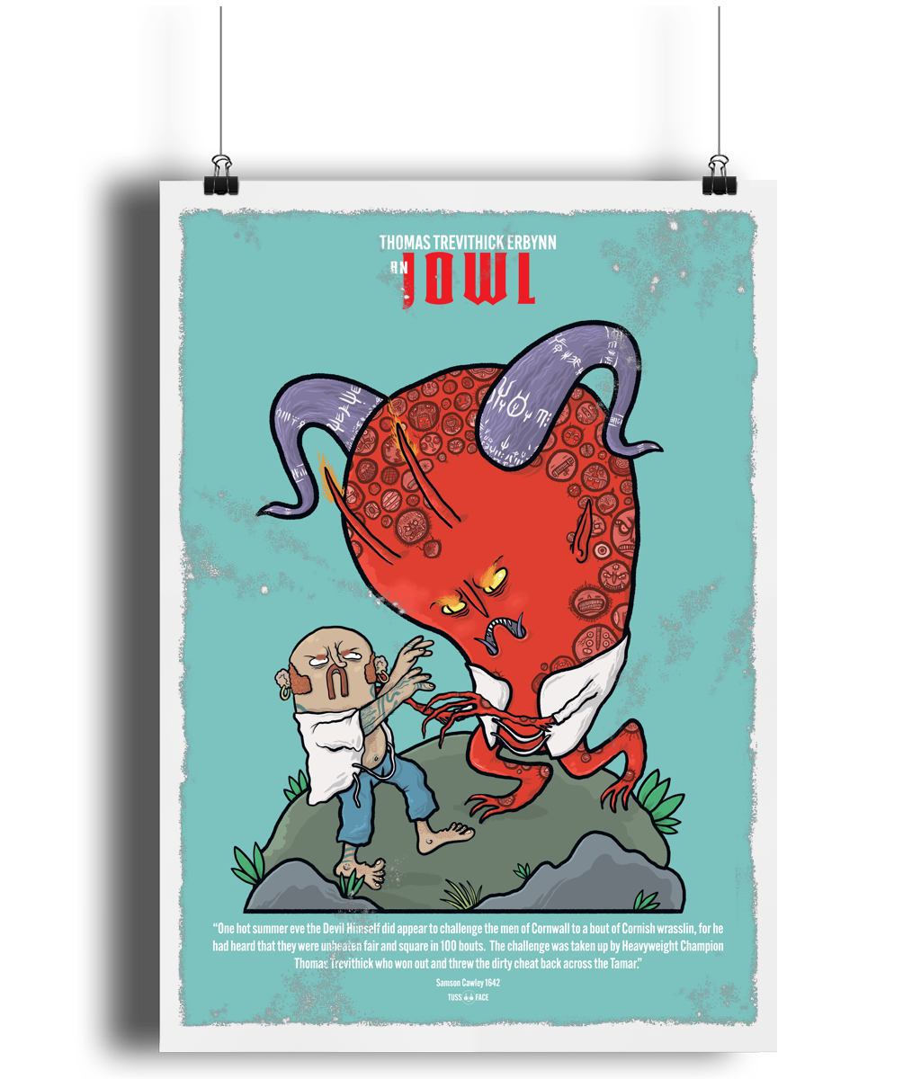 Thomas Trevithick Versus The Devil - TussFace Fine Art Print in A4 A3 and A2