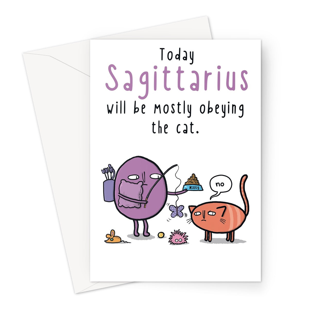 Zodiacpie - Sagittarius obeying the cat Greeting Card