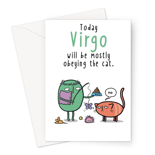 Zodiacpie - Virgo obeying the cat Greeting Card