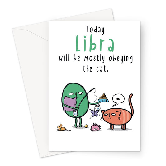 Zodiacpie - Libra obeying the cat Greeting Card