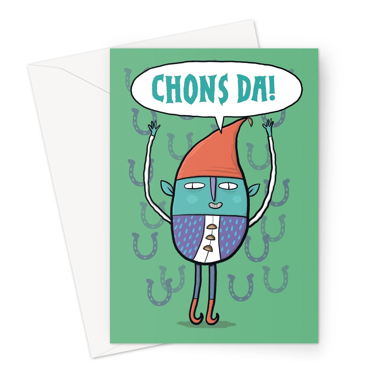 Lucky Cornish Piskie - Good Luck!/Chons Da!/Denzil Greeting Card