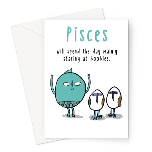 Zodiacpie - Pisces boobies Greeting Card