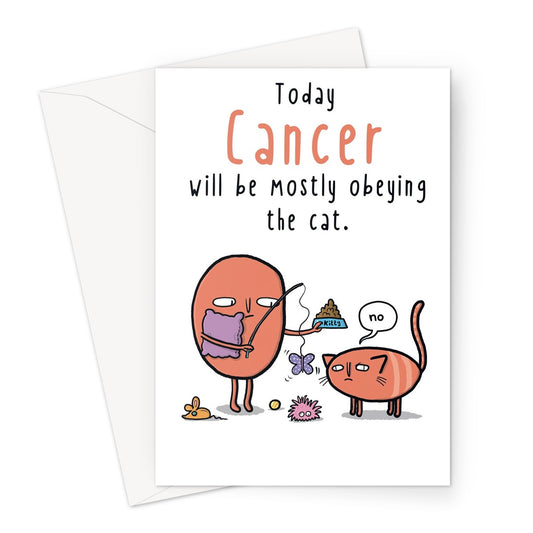 Zodiacpie - Cancer obeying the cat Greeting Card