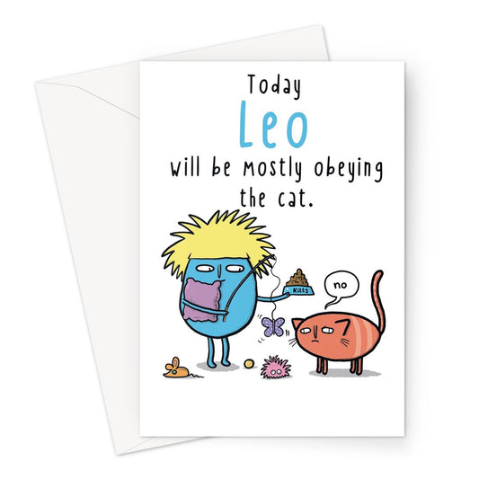 Zodiacpie - Leo obeying the cat Greeting Card