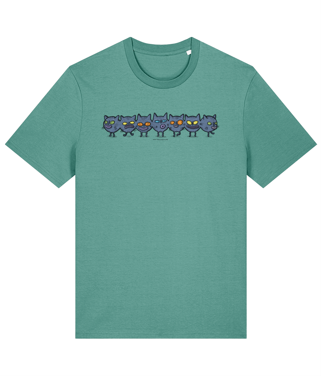 Caterpillar Creep Organic T-shirt in 8 Colour Choices / Weird Strange Cat