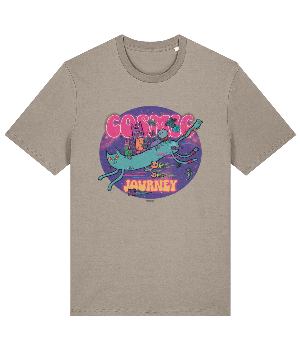 Cosmic Cats Cosmic Journey / Organic Cotton T Shirt in 9 Colours