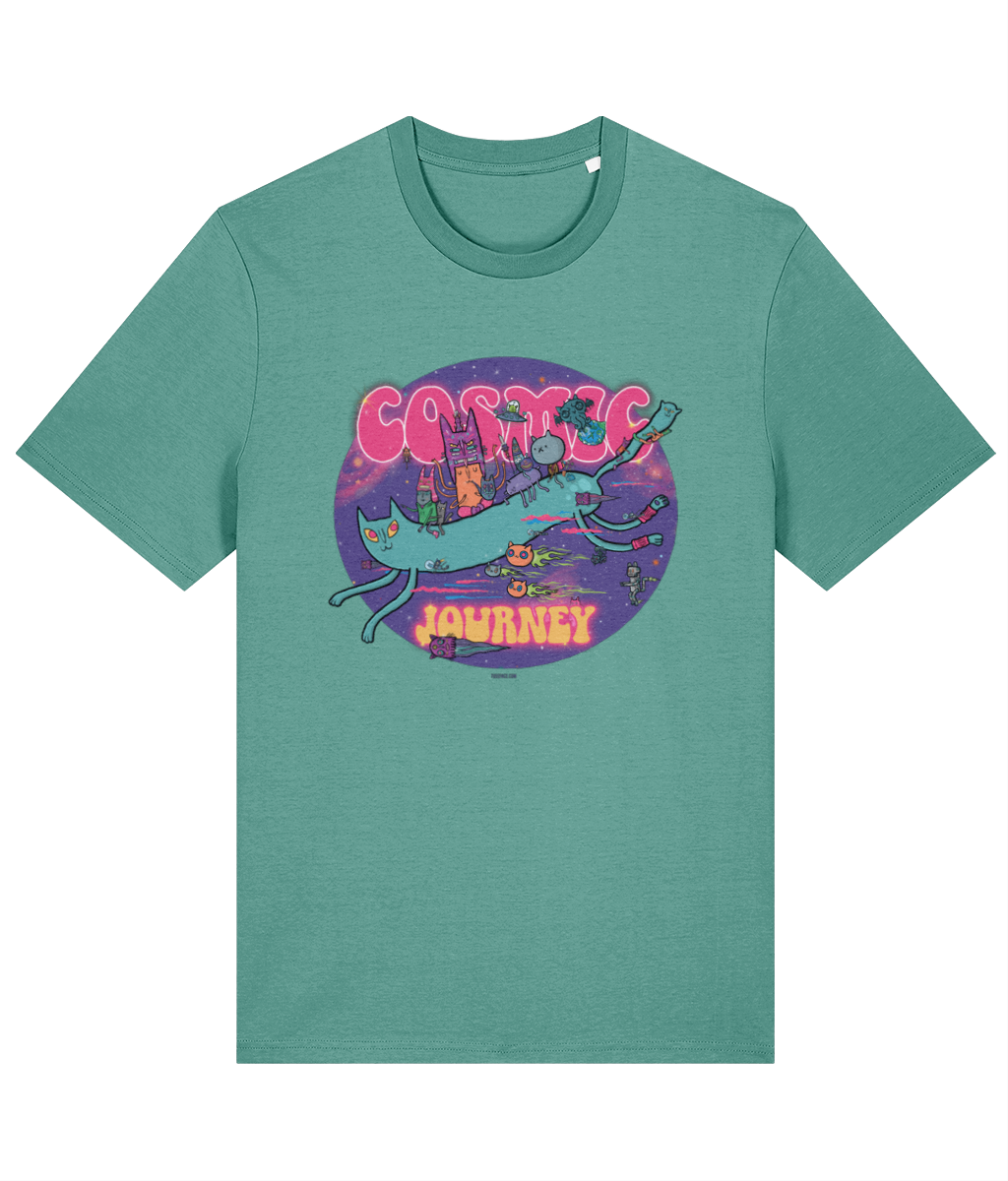 Cosmic Cats Cosmic Journey / Organic Cotton T Shirt in 9 Colours