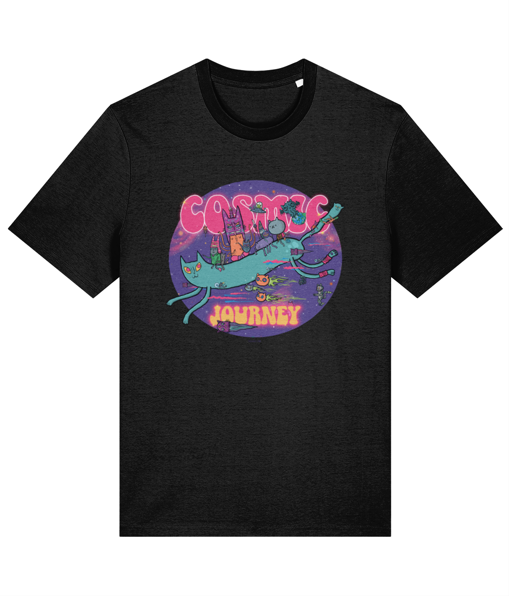 Cosmic Cats Cosmic Journey / Organic Cotton T Shirt in 9 Colours