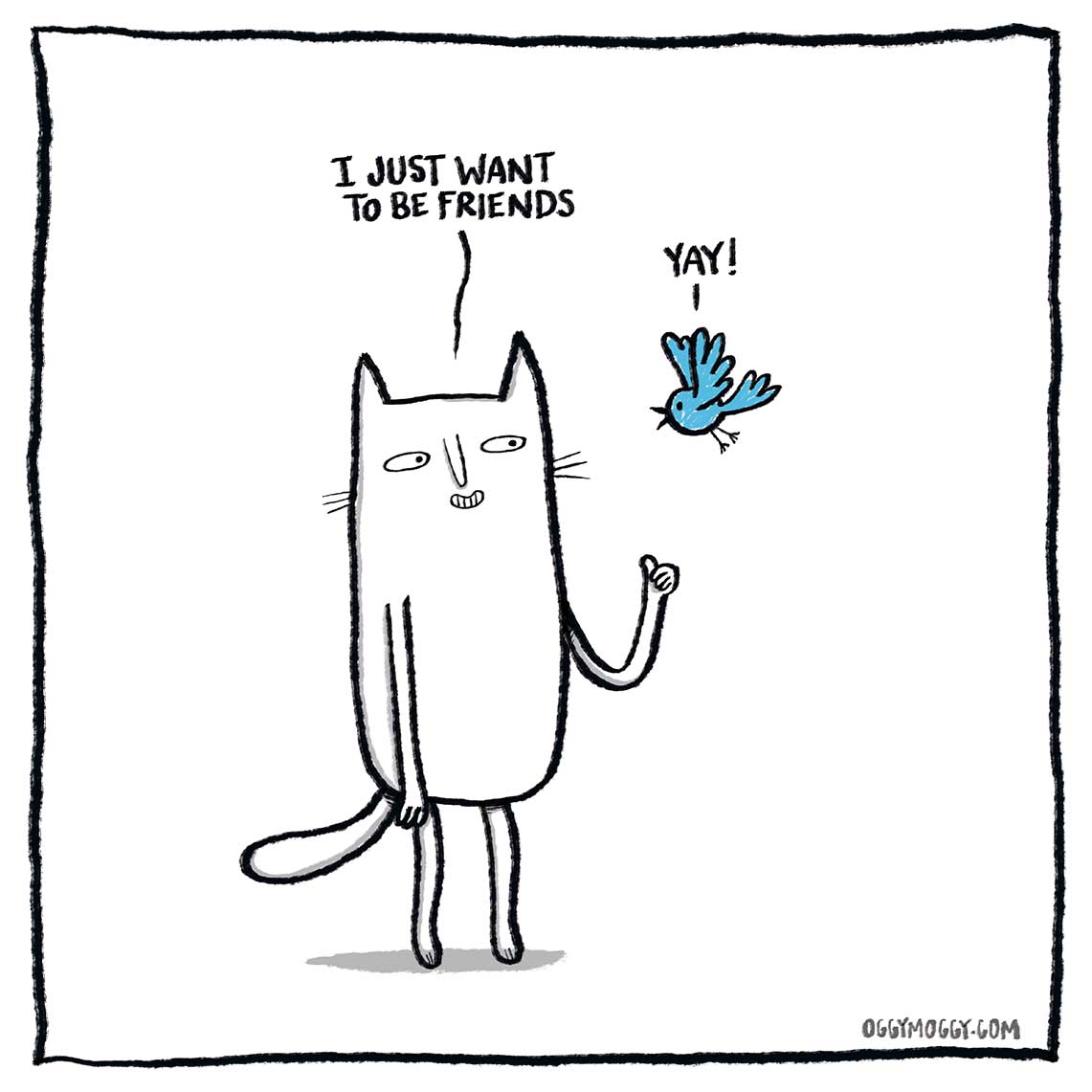 OggyMoggy 'I Just Want To Be Friends' Square Lustre Fine Art Print