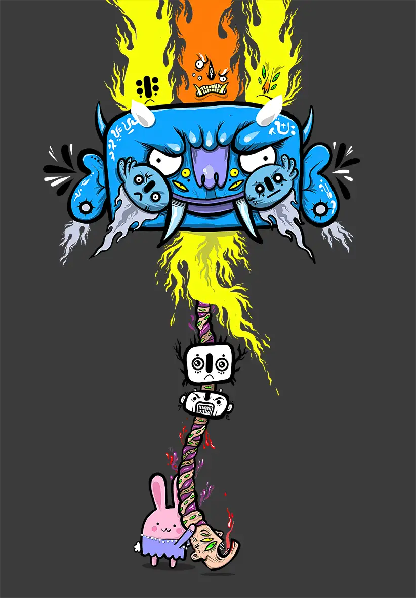 Flossy Flumpkins and ORr Hakman'Doo the Flamed Trident of Crispy Death -  Eco Canvas