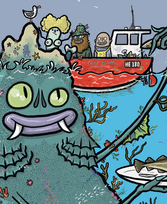 Euthvil mor kernewek - Cornish Sea Monster Giclee print.