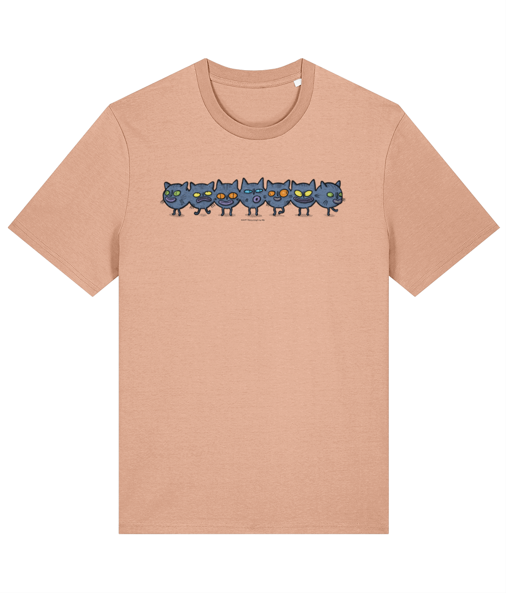 Caterpillar Creep Organic T-shirt in 8 Colour Choices / Weird Strange Cat