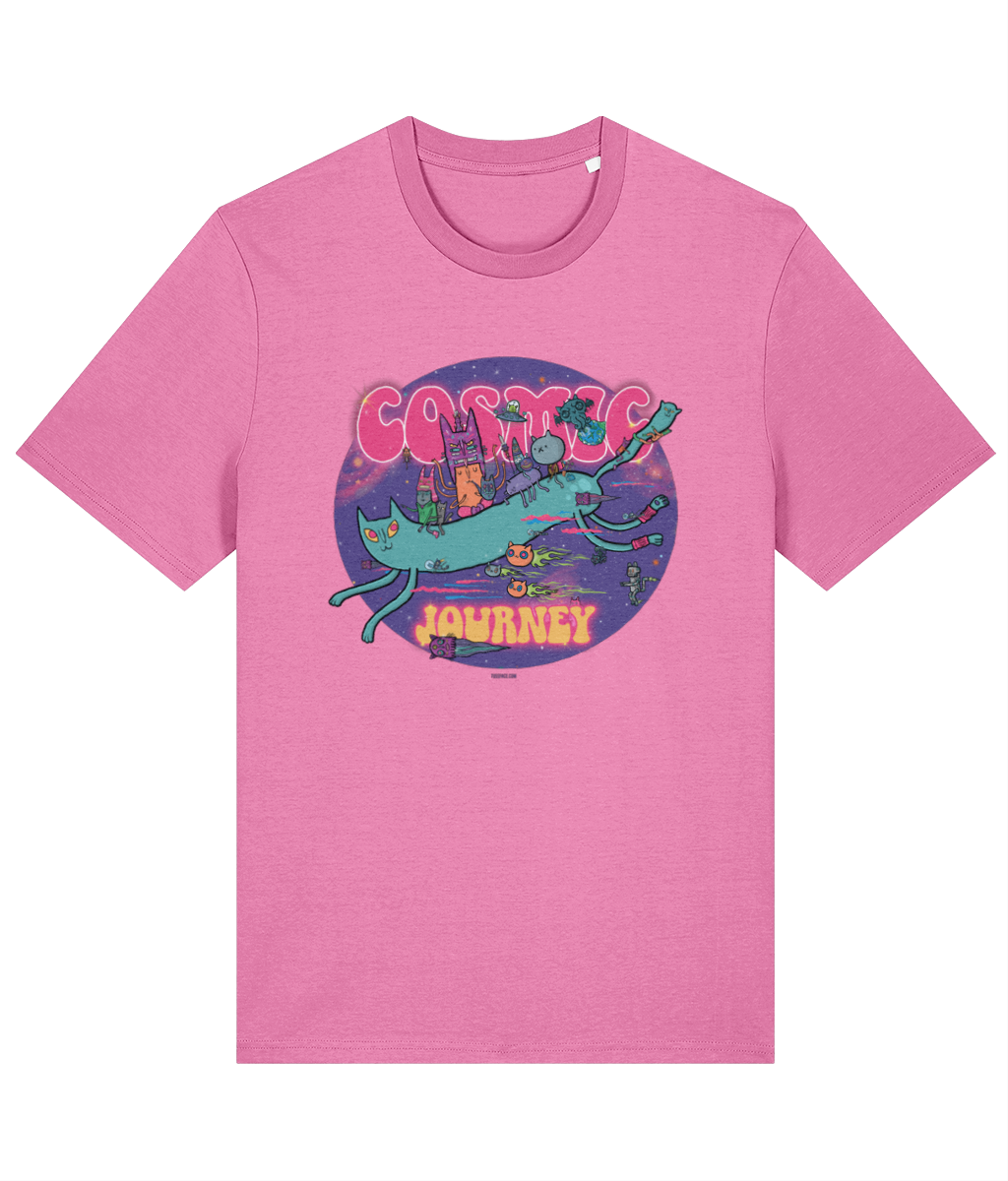 Cosmic Cats Cosmic Journey / Organic Cotton T Shirt in 9 Colours