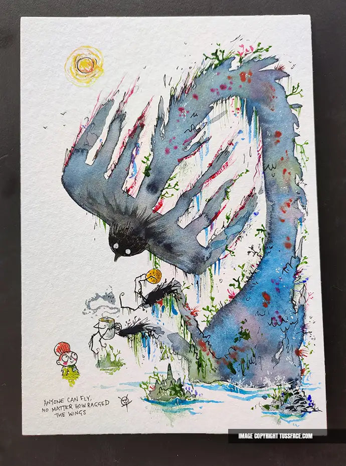 Anyone Can Fly, No Matter How Ragged The Wings - Original Watercolour Painting