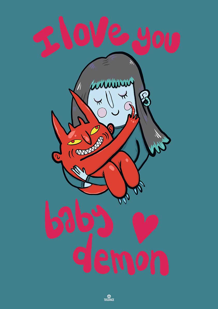 I Love You Baby Demon - Print by TussFace